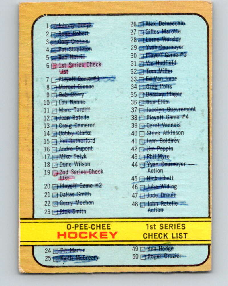 1972-73 O-Pee-Chee #6 Checklist V3180