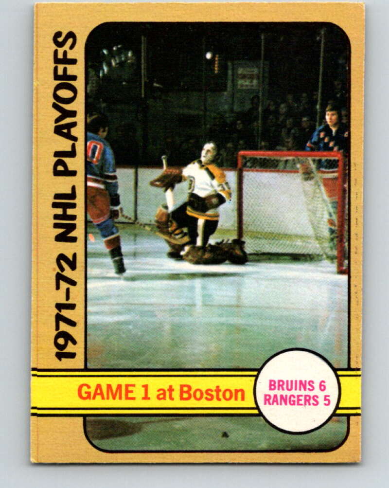 1972-73 O-Pee-Chee #7 Playoff Game 1 Boston Bruins/New York Rangers V3182
