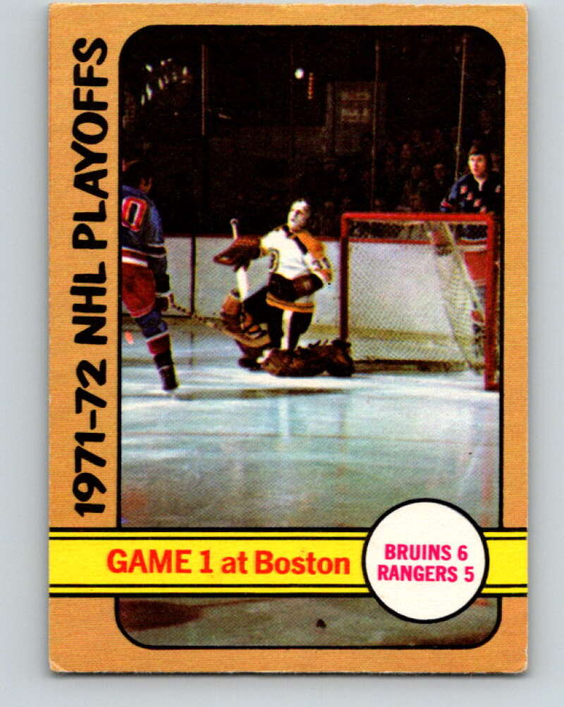 1972-73 O-Pee-Chee #7 Playoff Game 1 Boston Bruins/New York Rangers V3183