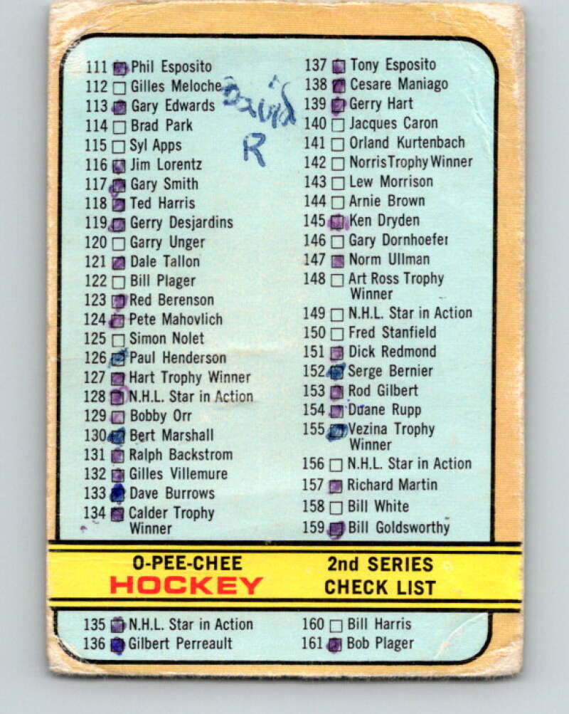 1972-73 O-Pee-Chee #19 Checklist UER V3249