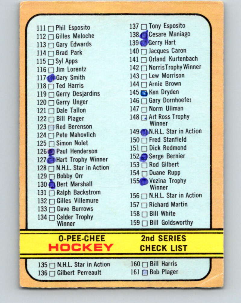 1972-73 O-Pee-Chee #19 Checklist UER V3252