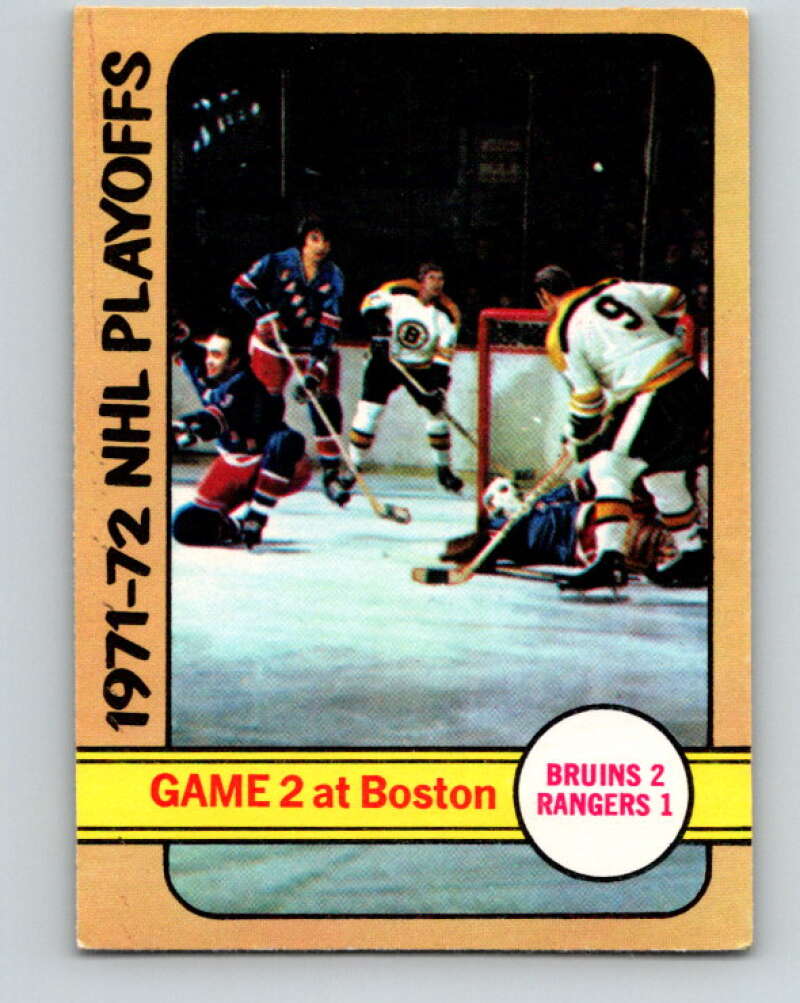 1972-73 O-Pee-Chee #20 Playoff Game 2 Boston Bruins/New York Rangers V3253