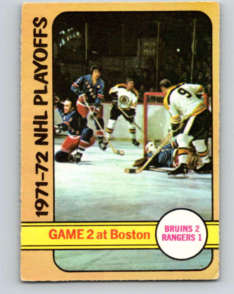 1972-73 O-Pee-Chee #20 Playoff Game 2 Boston Bruins/New York Rangers V3254