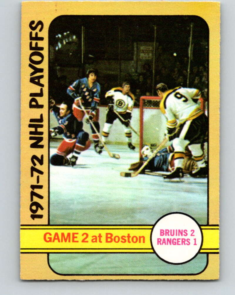 1972-73 O-Pee-Chee #20 Playoff Game 2 Boston Bruins/New York Rangers V3255