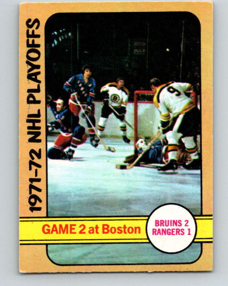 1972-73 O-Pee-Chee #20 Playoff Game 2 Boston Bruins/New York Rangers V3256