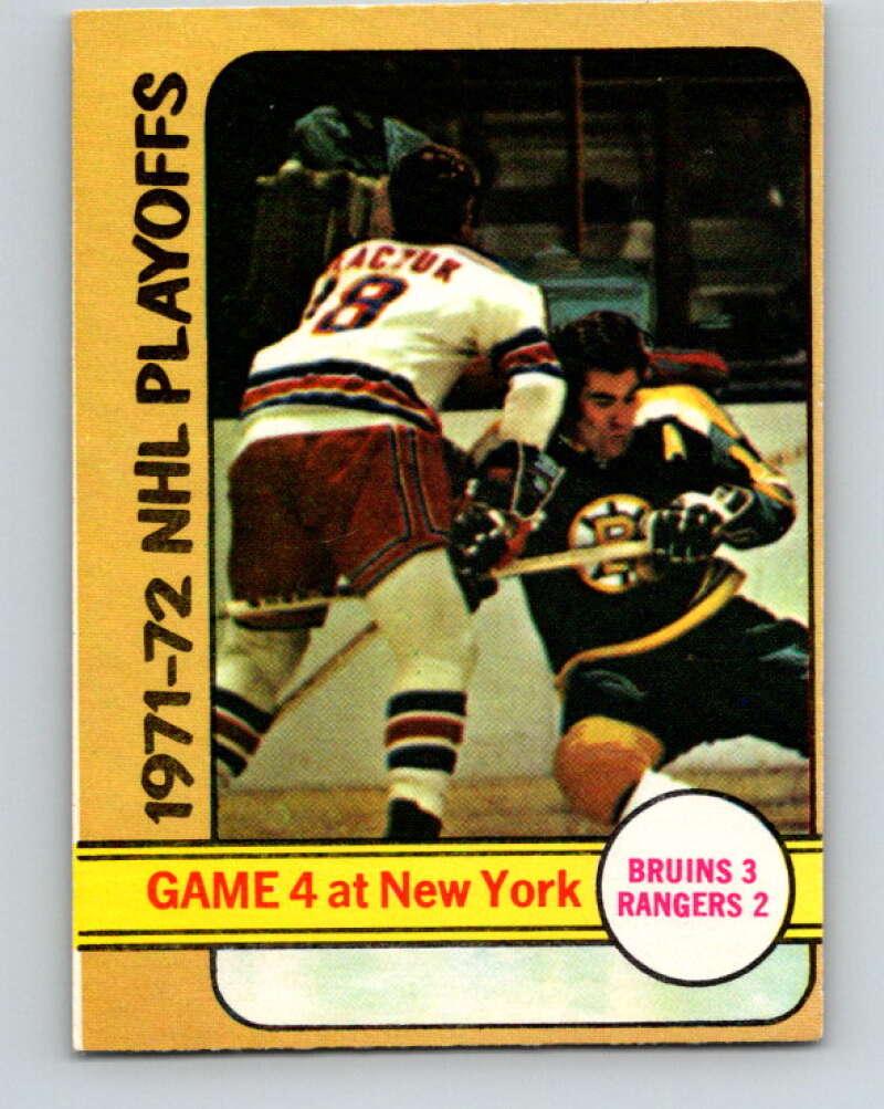 1972-73 O-Pee-Chee #38 Playoff Game 4 Boston Bruins/New York Rangers V3370