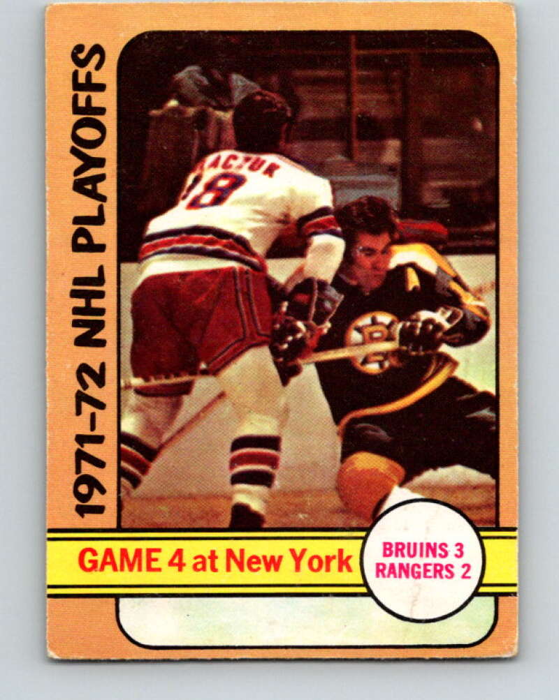 1972-73 O-Pee-Chee #38 Playoff Game 4 Boston Bruins/New York Rangers V3372