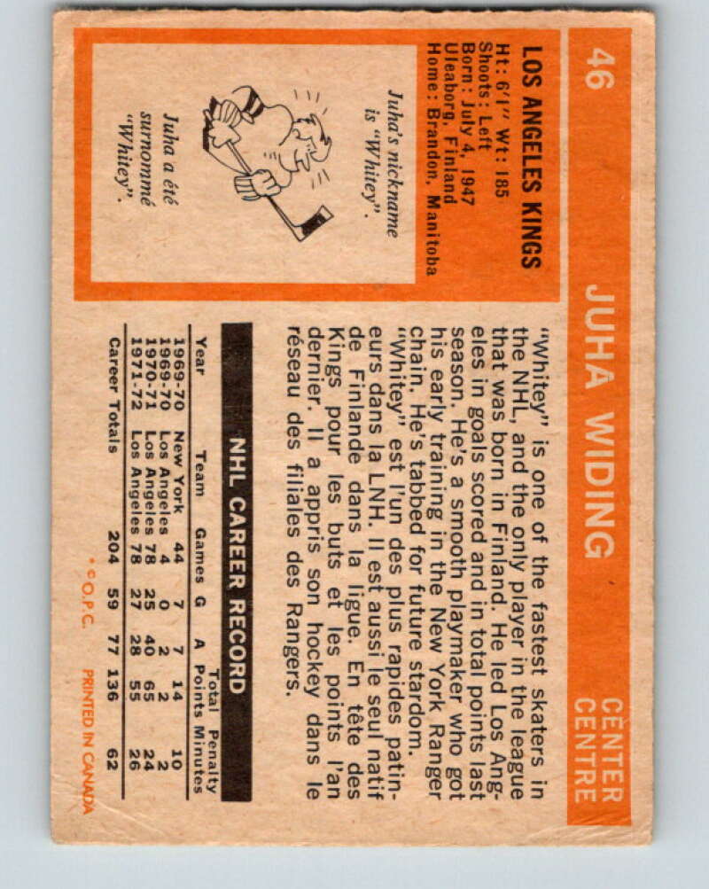 1972-73 O-Pee-Chee #46 Juha Widing Los Angeles Kings V3408
