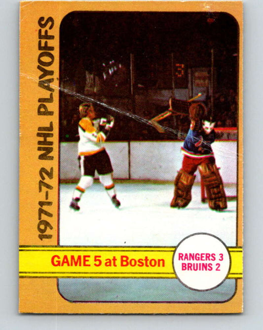 1972-73 O-Pee-Chee #54 Playoff Game 5  New York Rangers/Boston Bruins  V3463