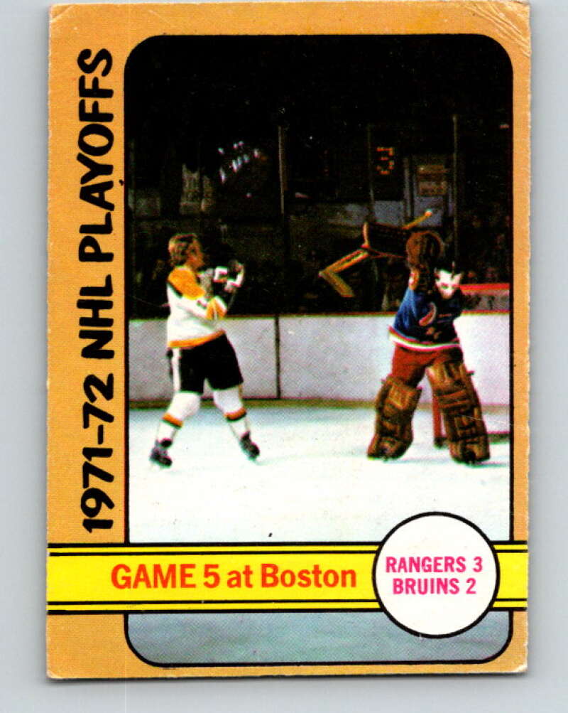 1972-73 O-Pee-Chee #54 Playoff Game 5 New York Rangers/Boston Bruins V3464