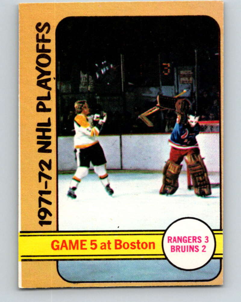 1972-73 O-Pee-Chee #54 Playoff Game 5 New York Rangers/Boston Bruins V3466