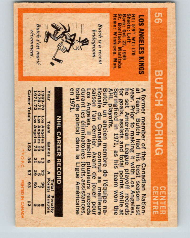 1972-73 O-Pee-Chee #56 Butch Goring Los Angeles Kings V3485