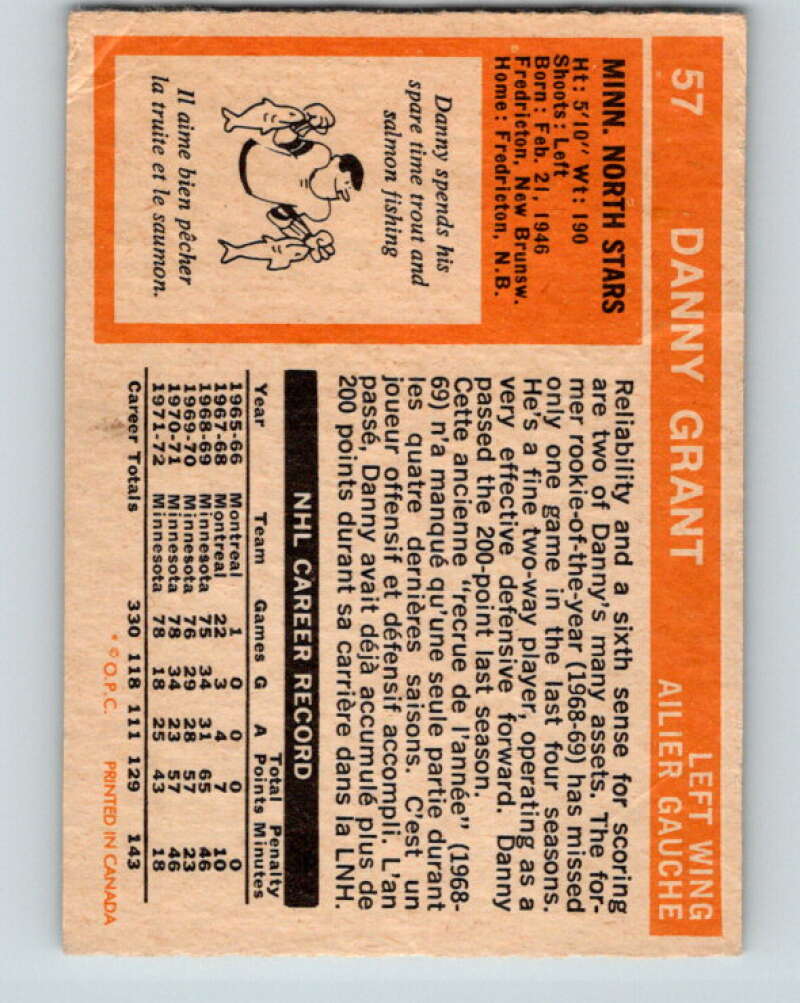 1972-73 O-Pee-Chee #57 Danny Grant Minnesota North Stars V3497