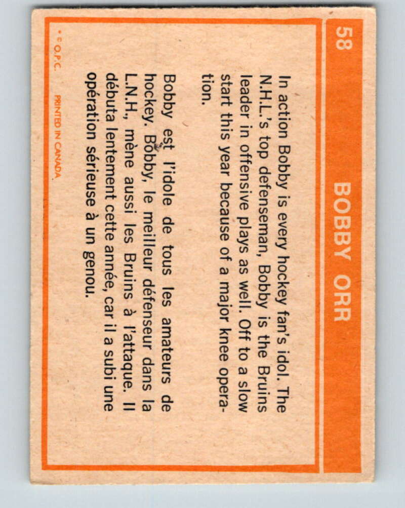 1972-73 O-Pee-Chee #58 Bobby Orr Boston Bruins V3501