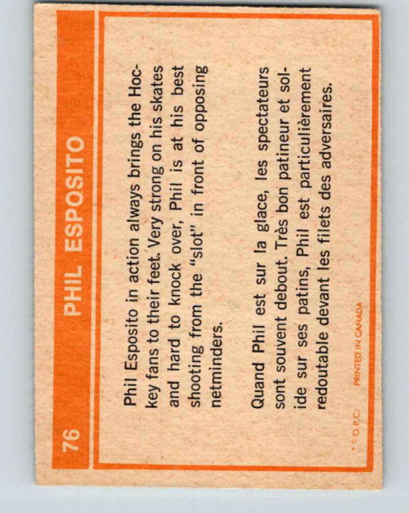 1972-73 O-Pee-Chee #76 Phil Esposito Boston Bruins V3601