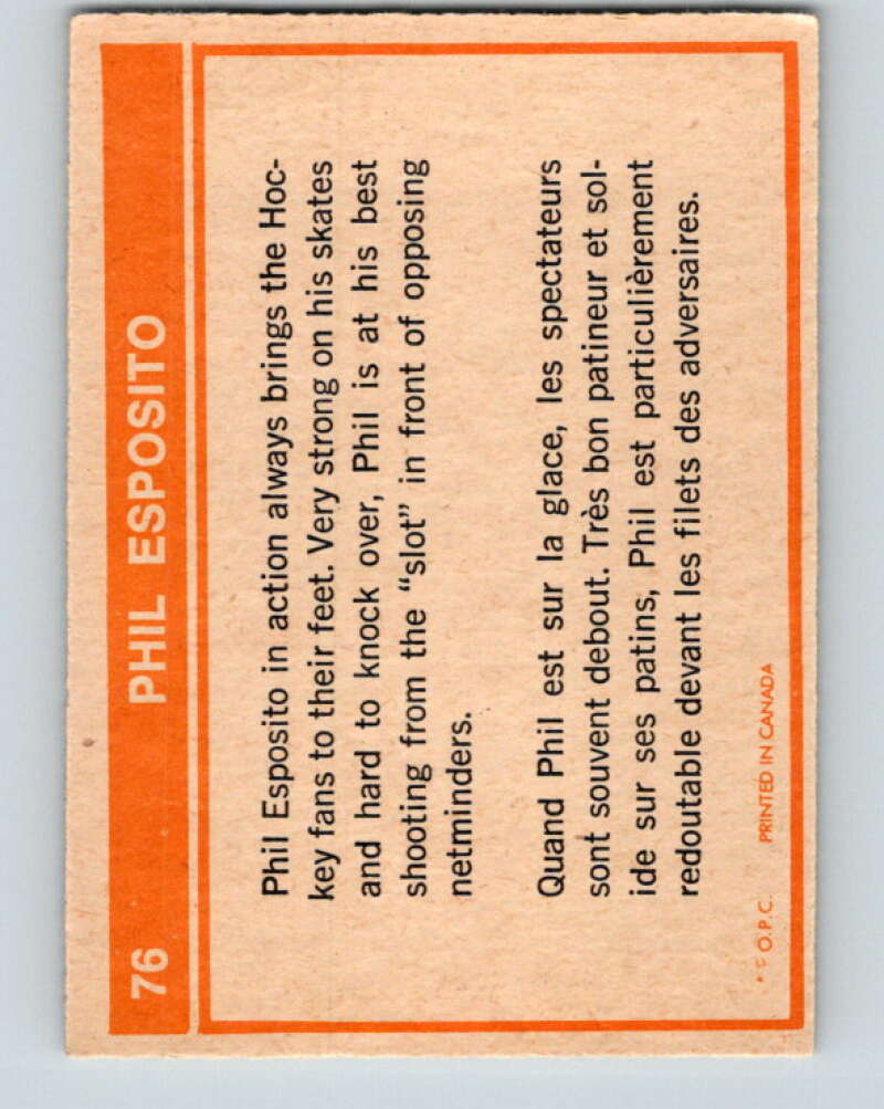 1972-73 O-Pee-Chee #76 Phil Esposito Boston Bruins V3602