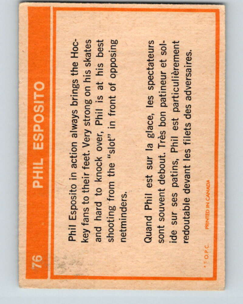 1972-73 O-Pee-Chee #76 Phil Esposito Boston Bruins V3603