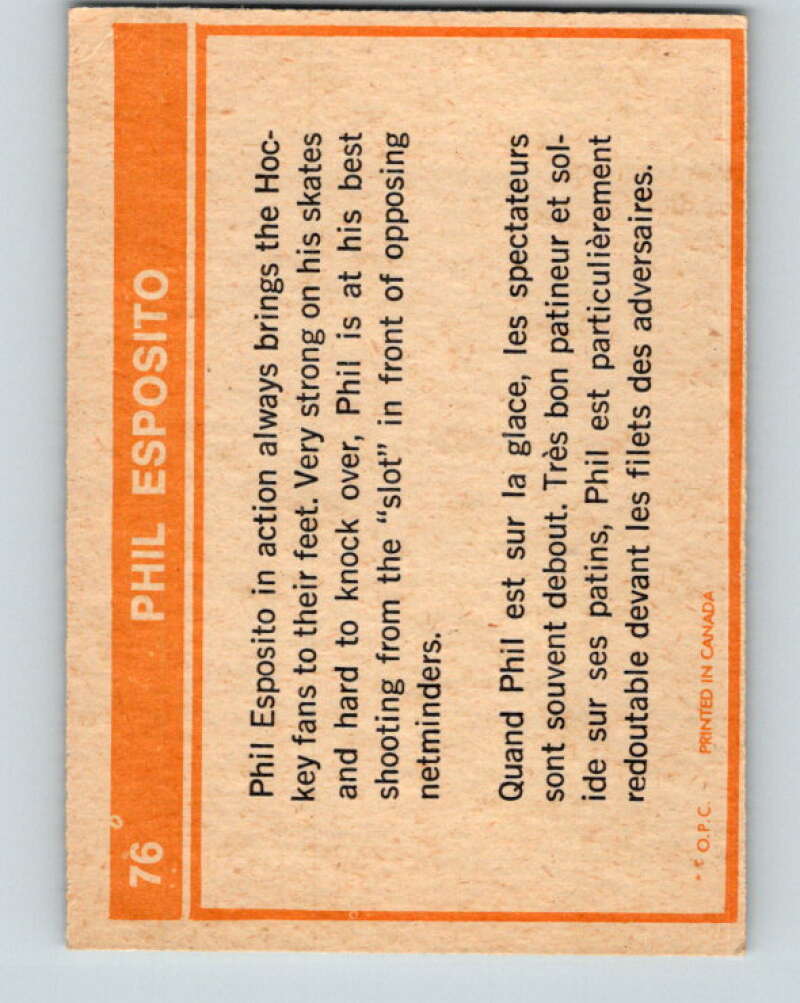 1972-73 O-Pee-Chee #76 Phil Esposito Boston Bruins V3604
