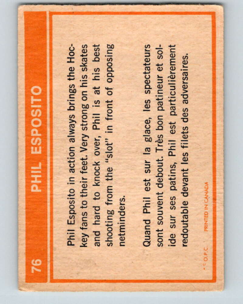 1972-73 O-Pee-Chee #76 Phil Esposito Boston Bruins V3605