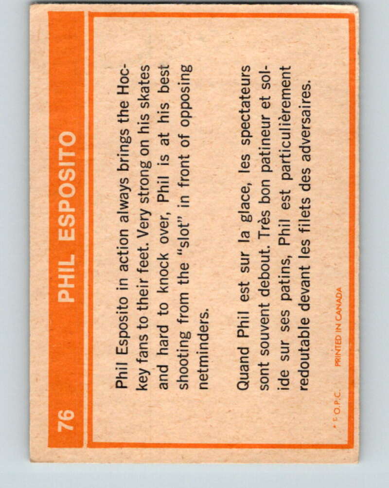 1972-73 O-Pee-Chee #76 Phil Esposito Boston Bruins V3606
