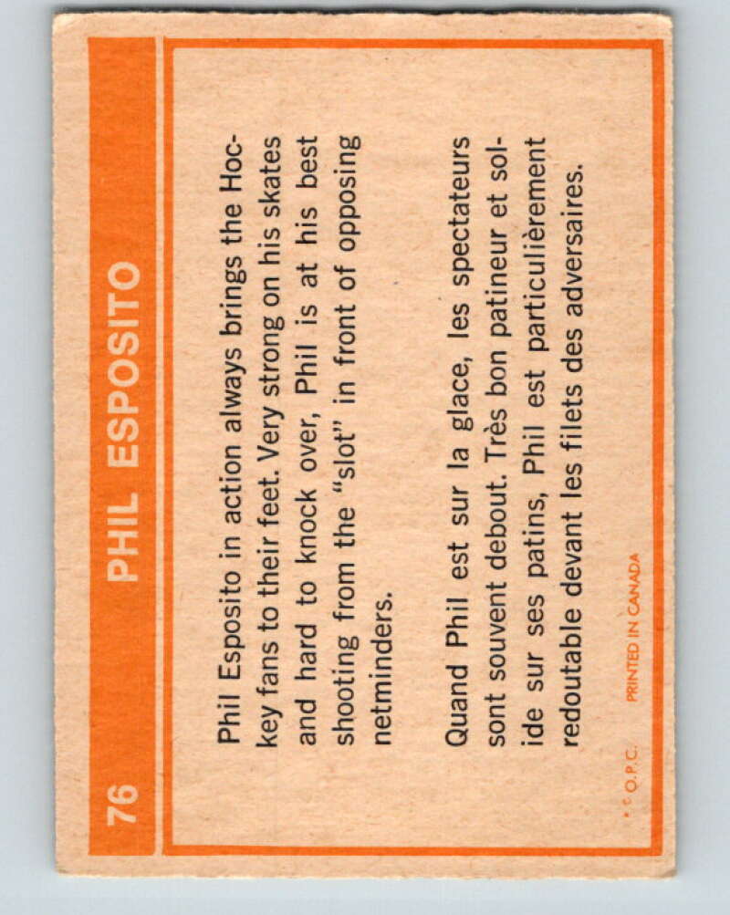 1972-73 O-Pee-Chee #76 Phil Esposito Boston Bruins V3608