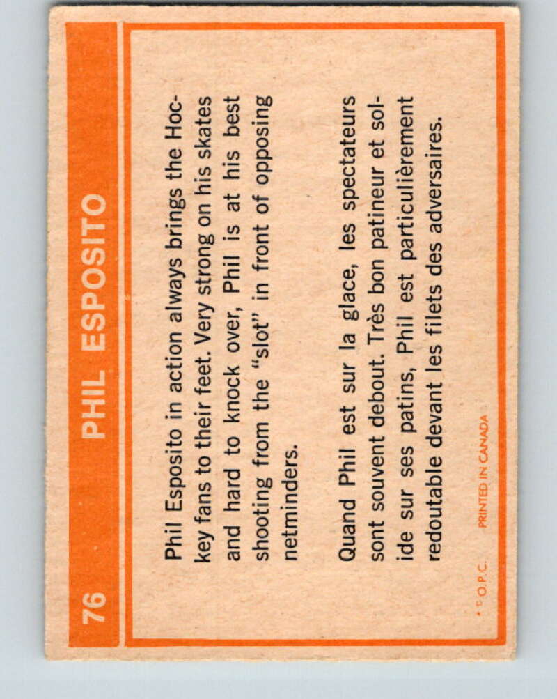 1972-73 O-Pee-Chee #76 Phil Esposito Boston Bruins V3609