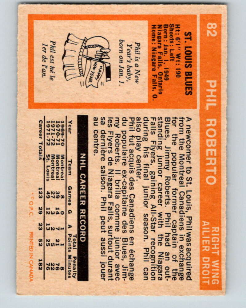 1972-73 O-Pee-Chee #82 Phil Roberto St. Louis Blues V3645