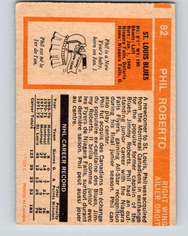 1972-73 O-Pee-Chee #82 Phil Roberto St. Louis Blues V3647