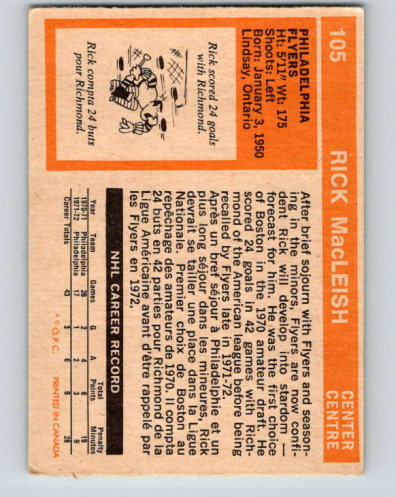 1972-73 O-Pee-Chee #105 Rick MacLeish Philadelphia Flyers V3756