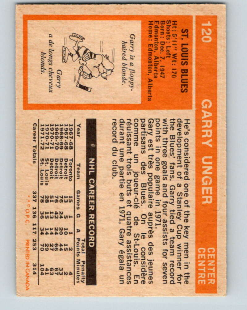 1972-73 O-Pee-Chee #120 Garry Unger St. Louis Blues V3810