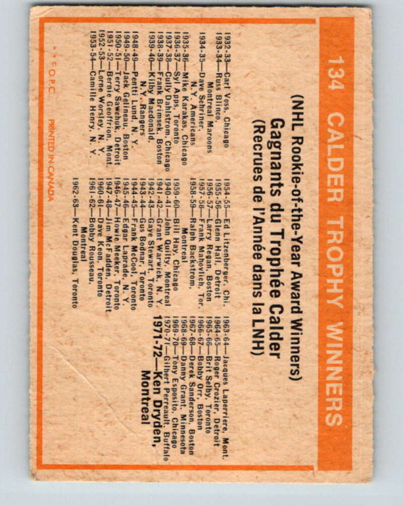 1972-73 O-Pee-Chee #134 Calder Trophy Winners V3867
