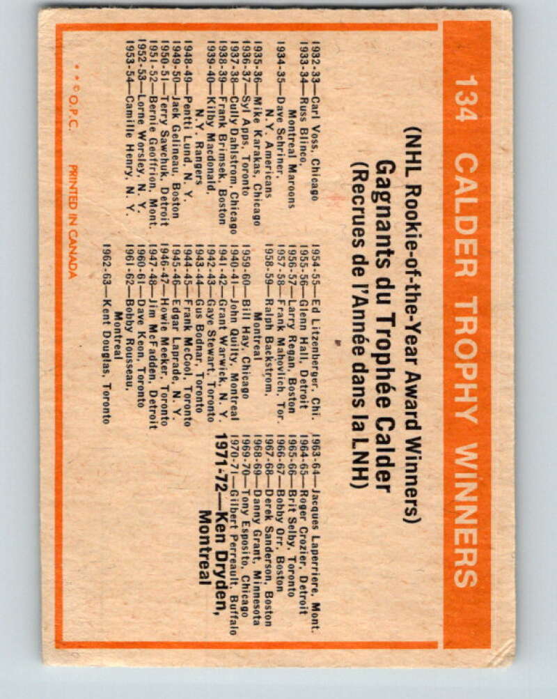 1972-73 O-Pee-Chee #134 Calder Trophy Winners V3868