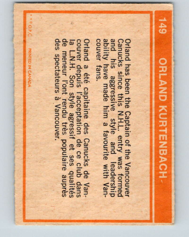 1972-73 O-Pee-Chee #149 Orland Kurtenbach Vancouver Canucks V3910