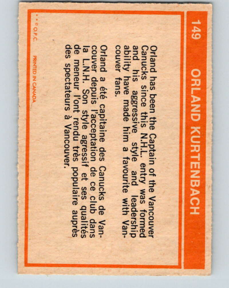 1972-73 O-Pee-Chee #149 Orland Kurtenbach Vancouver Canucks V3912