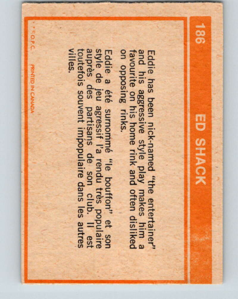 1972-73 O-Pee-Chee #186 Eddie Shack Pittsburgh Penguins V4058