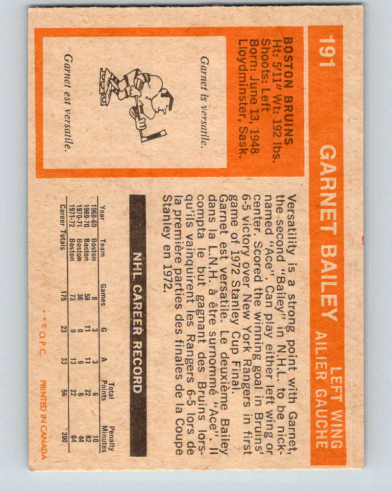 1972-73 O-Pee-Chee #191 Ace Bailey Boston Bruins V4078