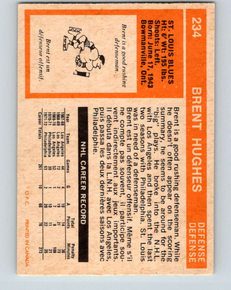 1972-73 O-Pee-Chee #234 Brent Hughes St. Louis Blues V4164