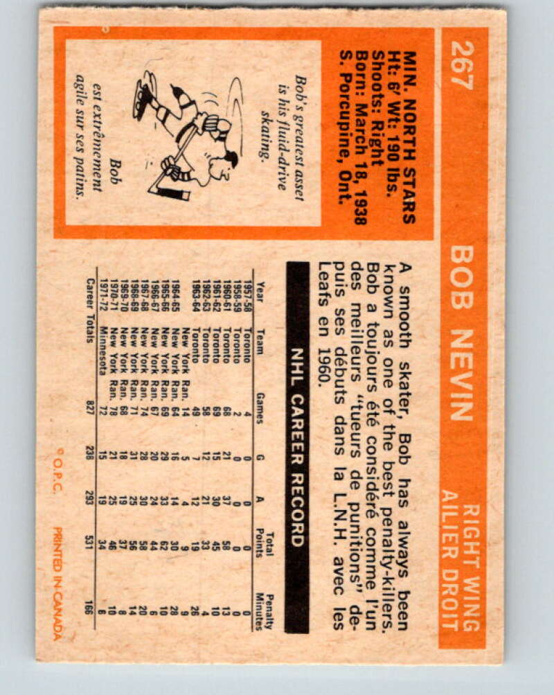 1972-73 O-Pee-Chee #267 Bob Nevin Minnesota North Stars V4183