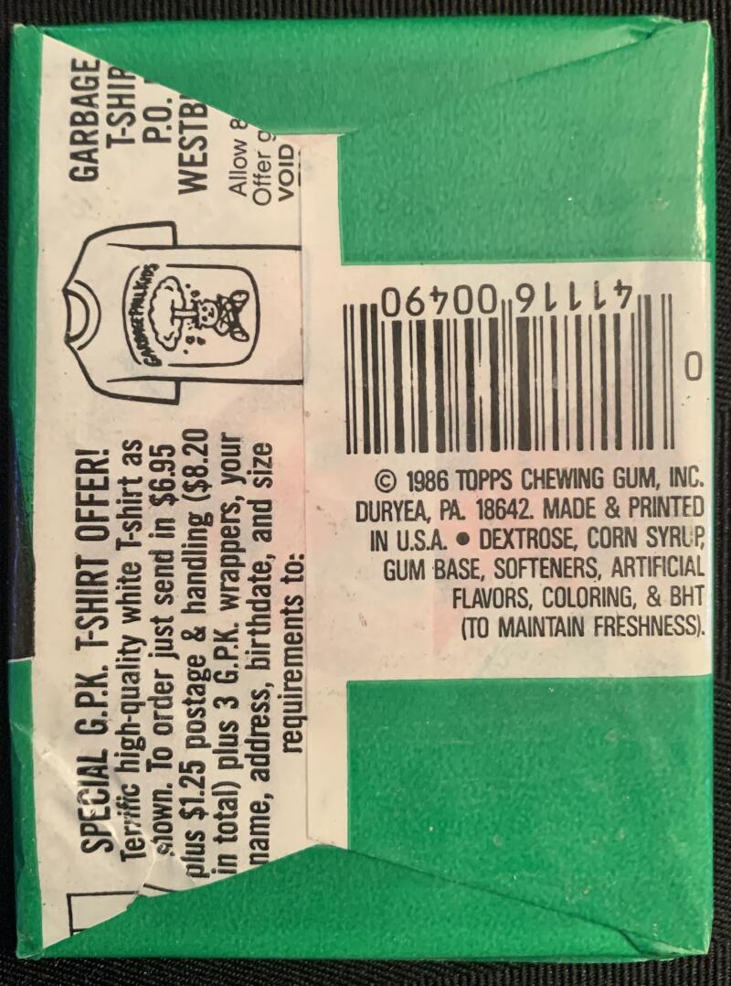 1986 Garbage Pail Kids Series 3 Sealed Wax Hobby Trading Pack PK-44