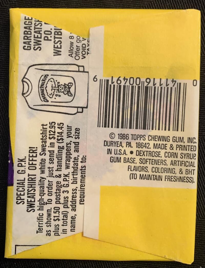 1986 Garbage Pail Kids Series 4 Sealed Wax Hobby Trading Pack PK-54