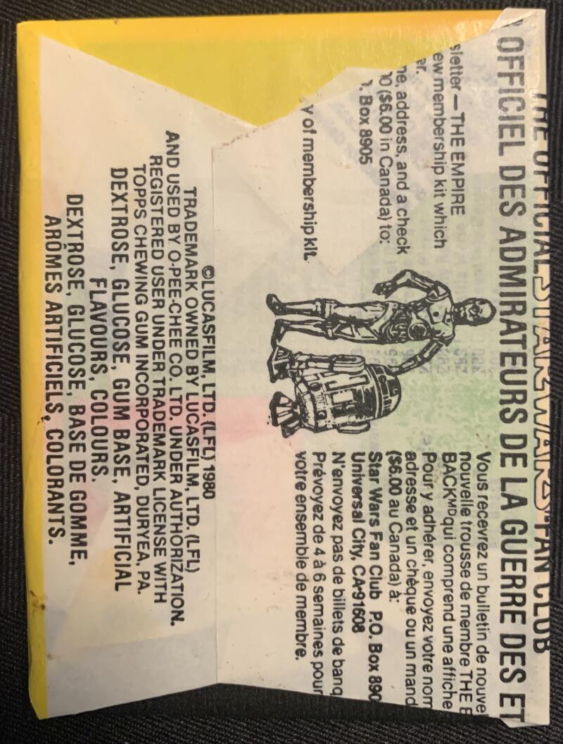 1980 OPC Star Wars Empire Strikes Back Sealed Wax Hobby Trading Pack PK-132