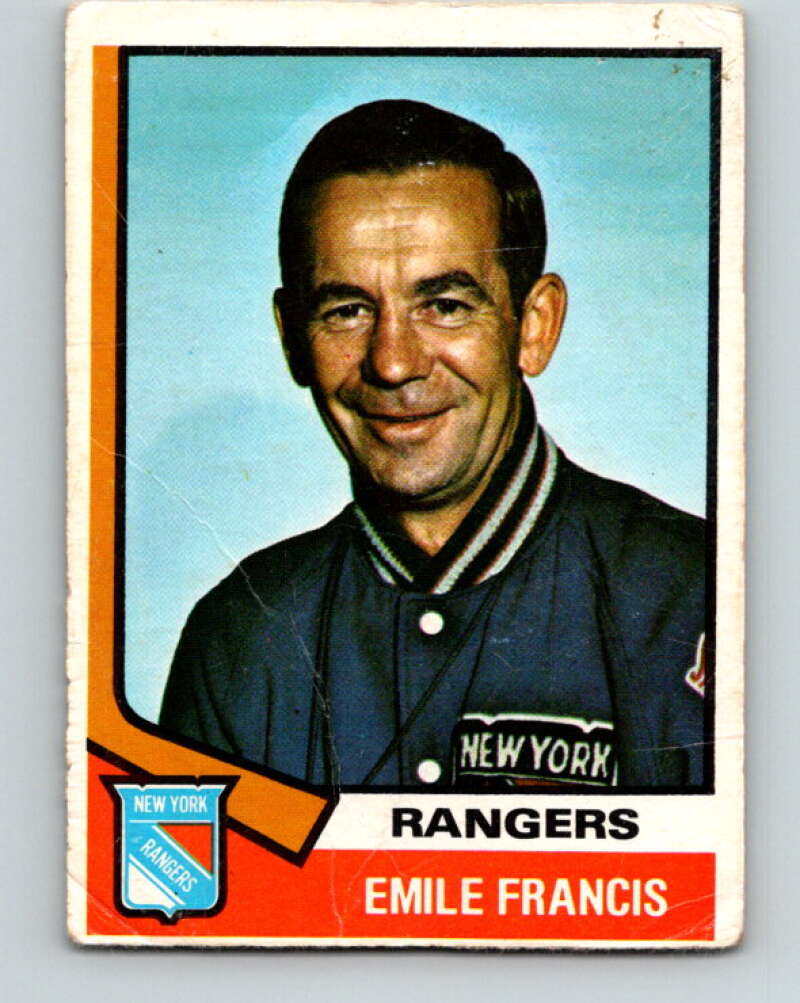 1974-75 O-Pee-Chee #9 Emile Francis CO New York Rangers V4234