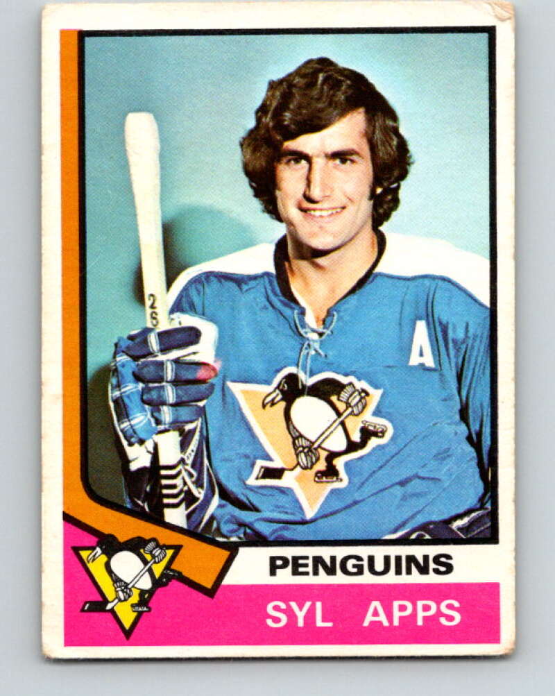 1974-75 O-Pee-Chee #13 Syl Apps Jr. Pittsburgh Penguins V4244