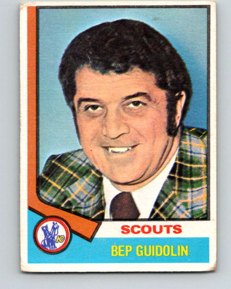 1974-75 O-Pee-Chee #34 Bep Guidolin CO Kansas City Scouts V4294