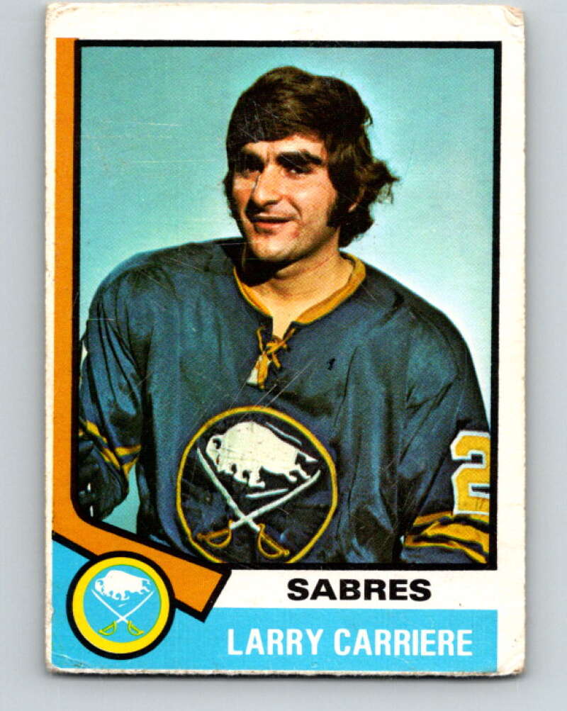 1974-75 O-Pee-Chee #43 Larry Carriere Buffalo Sabres V4312
