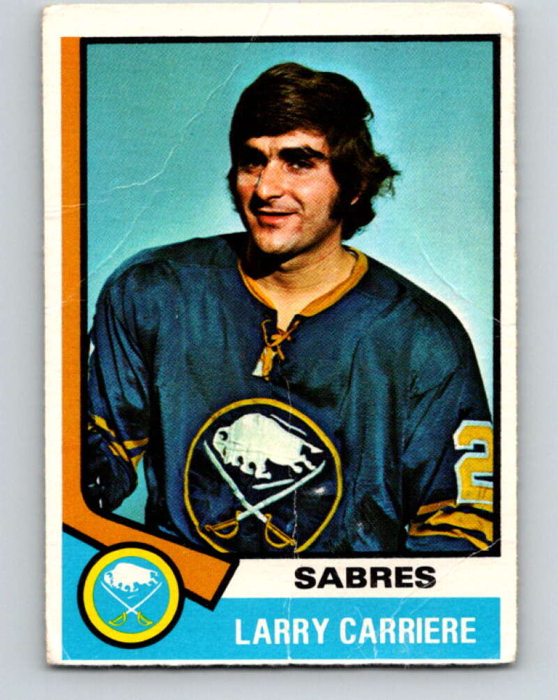 1974-75 O-Pee-Chee #43 Larry Carriere Buffalo Sabres V4313