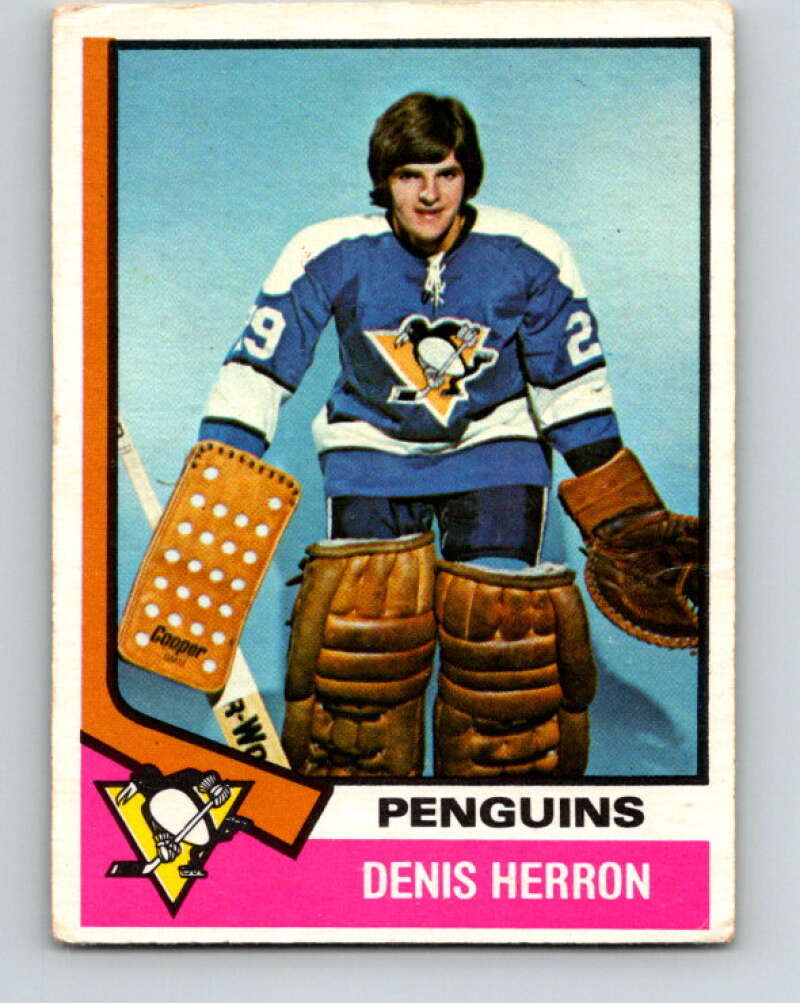 1974-75 O-Pee-Chee #45 Denis Herron RC Rookie Pittsburgh Penguins V4314