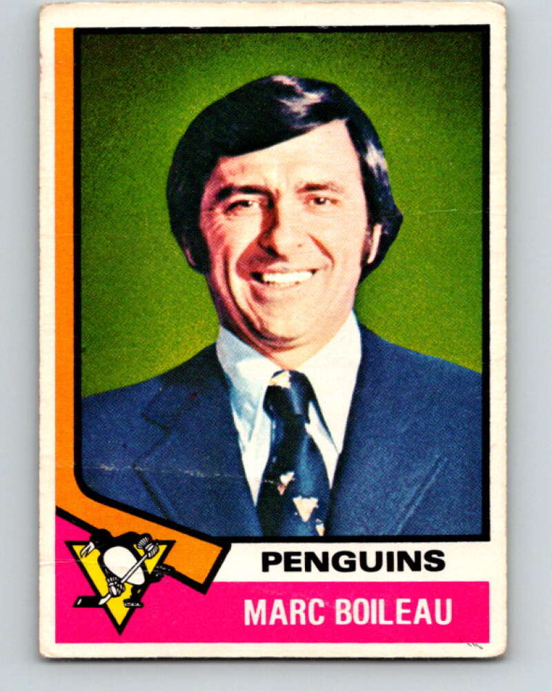 1974-75 O-Pee-Chee #49 Marc Boileau CO Pittsburgh Penguins V4320