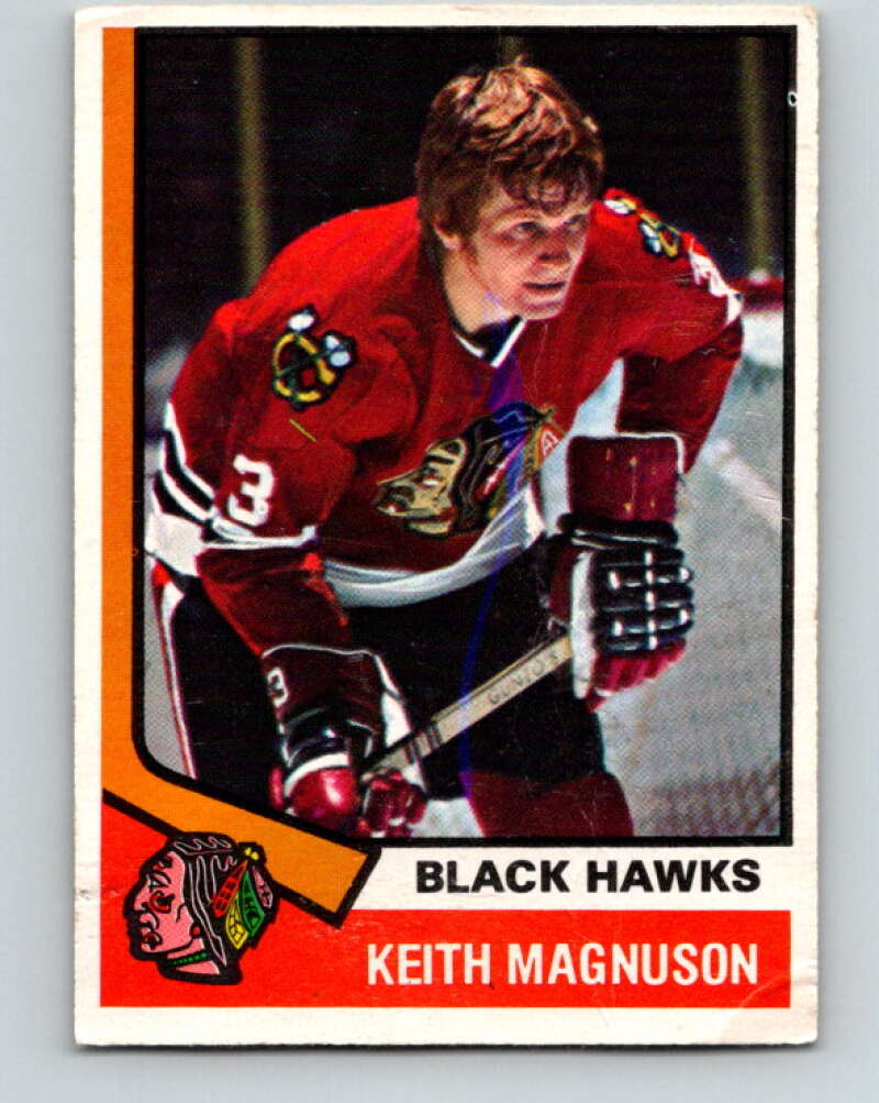 1974-75 O-Pee-Chee #75 Keith Magnuson Chicago Blackhawks V4374