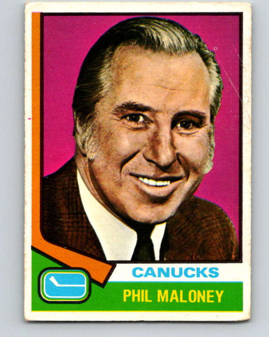 1974-75 O-Pee-Chee #104 Phil Maloney CO  RC Rookie Canucks  V4439